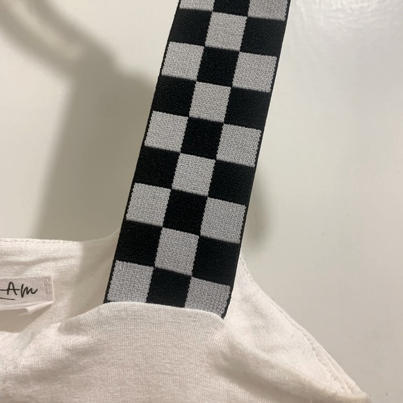 LF White Checker Strap Cropped Tank Top - Picture 4 of 5